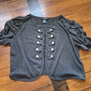 Delirious Charcoal Gray Button Cropped Cardigan- Size 1X
